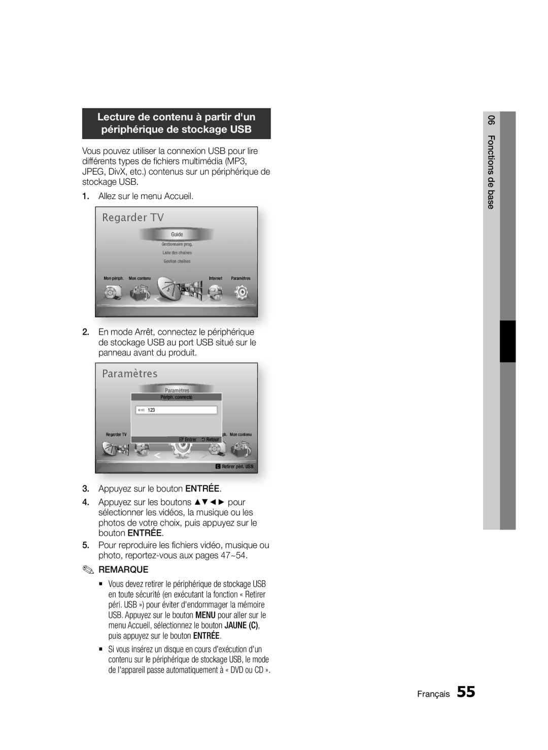 Samsung BD-E6300/ZF manual Bouton ENTRÉE, Photo, reportez-vous aux pages 47~54, Panneau avant du produit 